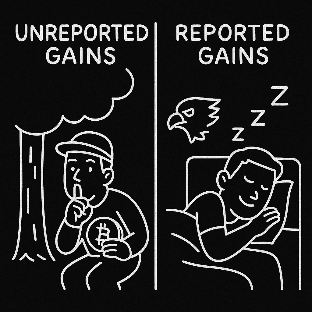 An illustration depicting the importance of accurate cryptocurrency tax reporting and the consequences of tax evasion