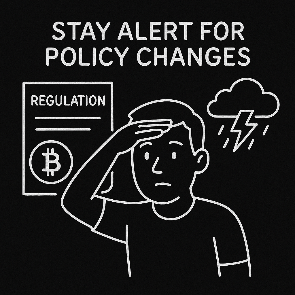 An illustration showing the dynamic nature of cryptocurrency regulations and the importance of staying updated with policy changes